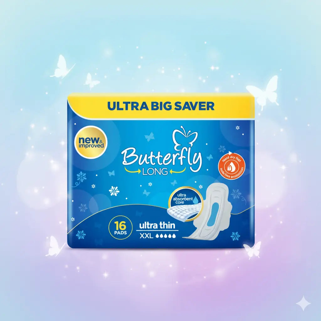 🦋 Butterfly Long Ultra Thin Pads - Ultra Big Saver Pack (XXL, 16 Pads)