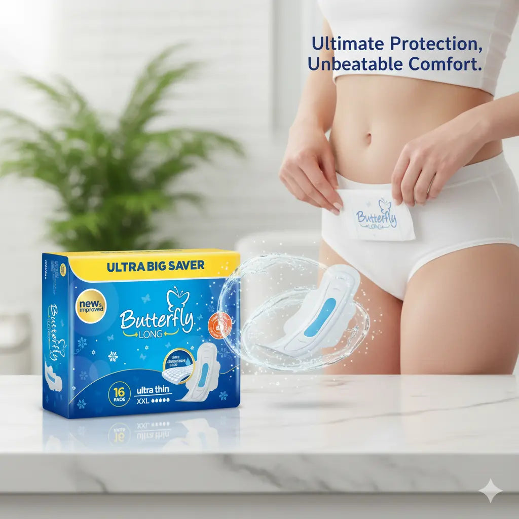 🦋 Butterfly Long Ultra Thin Pads - Ultra Big Saver Pack (XXL, 16 Pads)