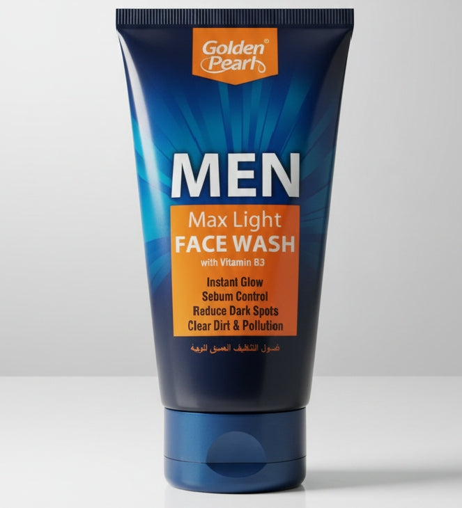 Golden Pearl Men Max Light Face Wash | Vitamin B3 | Instant Glow & Dark Spot Reduction